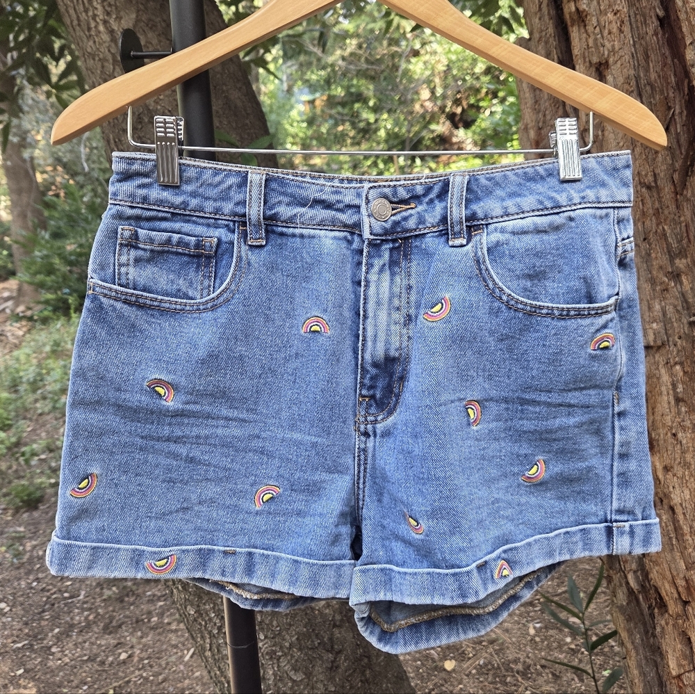 PacSun Rainbow Pride Jean Mom Shorts Size 28